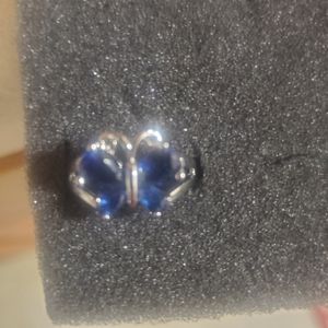925 silver blue butterfly ring